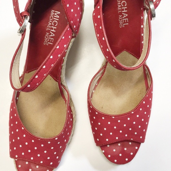 MICHAEL KORS MK Cabana Wedge Sandal Red Polka Dot - Picture 9 of 11